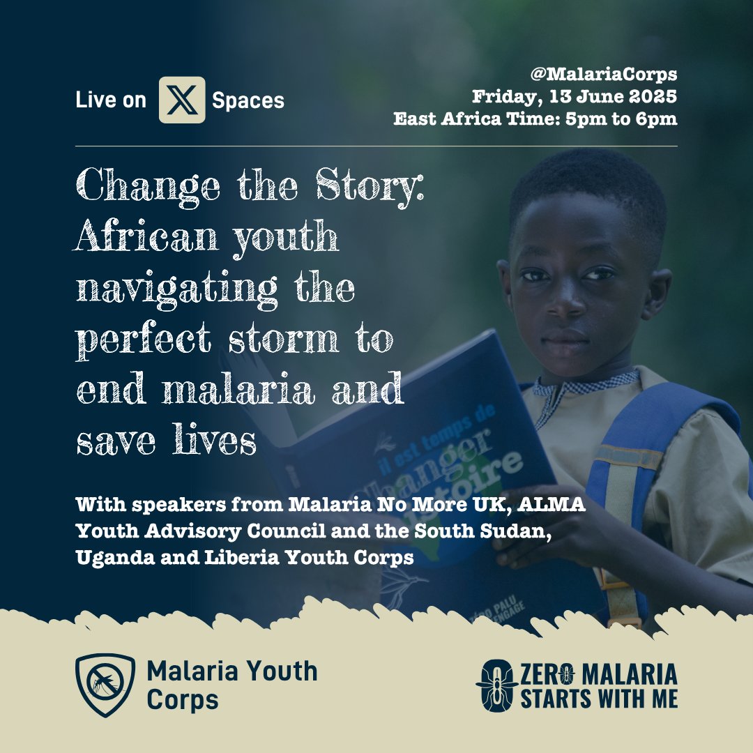 Malaria No More UK (@malarianomoreuk) on Twitter photo Happening tomorrow!
🌍 Change the Story: African Youth in the Fight Against Malaria 🦟
Join us LIVE on X Spaces — Fri 13 June, 5–6pm EAT — with Jenny Njuki of MNMUK, ALMA Youth & <a href="/malariacorps/">Malaria Youth Corps</a> from South Sudan, Uganda & Liberia.
🦟 Don’t miss it!
x.com/i/spaces/1eaKb… Happening tomorrow!
🌍 Change the Story: African Youth in the Fight Against Malaria 🦟
Join us LIVE on X Spaces — Fri 13 June, 5–6pm EAT — with Jenny Njuki of MNMUK, ALMA Youth & <a href="/malariacorps/">Malaria Youth Corps</a> from South Sudan, Uganda & Liberia.
🦟 Don’t miss it!
x.com/i/spaces/1eaKb…