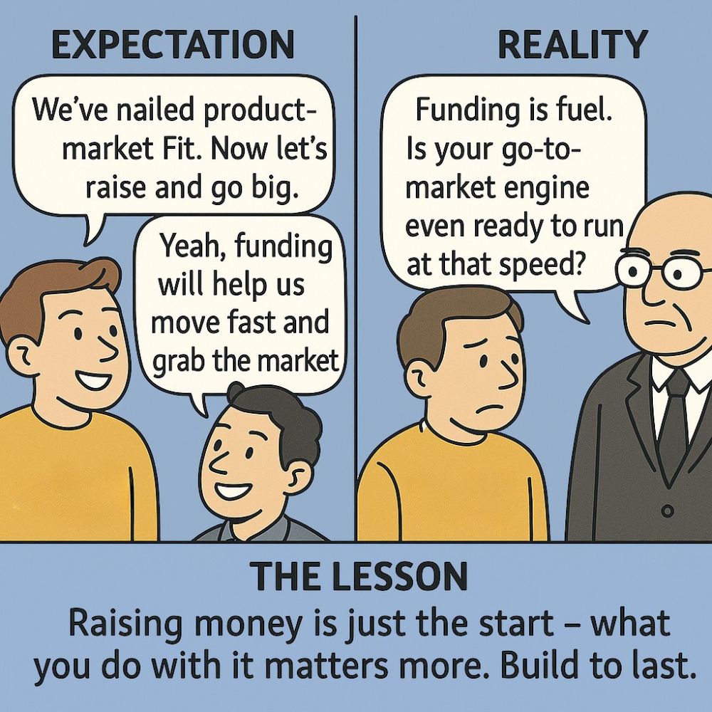 Most startups believe that having a ready product is enough to impress investors. But for investors, that’s just the beginning. What truly matters is whether there’s a solid engine behind it - to scale, sustain and grow.
.
.
#iimcip #startup #expectation #reality #investor