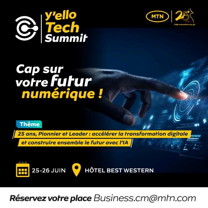 🚀 Il y a 25 ans, MTN connectait le Cameroun. Aujourd’hui, nous accélérons la transformation digitale avec le Y’ello Tech Summit, un événement inédit à Douala.
🎯 IA, cybersécurité, innovation : RDV les 25 &amp; 26 juin.
🎫 mtnevent.cm
#YelloTechSummit #Businessdonebetter