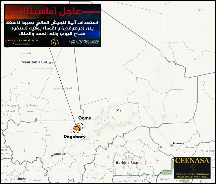 CEENASA396971's tweet photo. #MALI 🇲🇱 

On Thu, June 12, the #JNIM claimed to have targeted a FAMa VHC, between #Dagabory and #Goma villages, #Ségou province. https://t.co/gLMhSgtSus