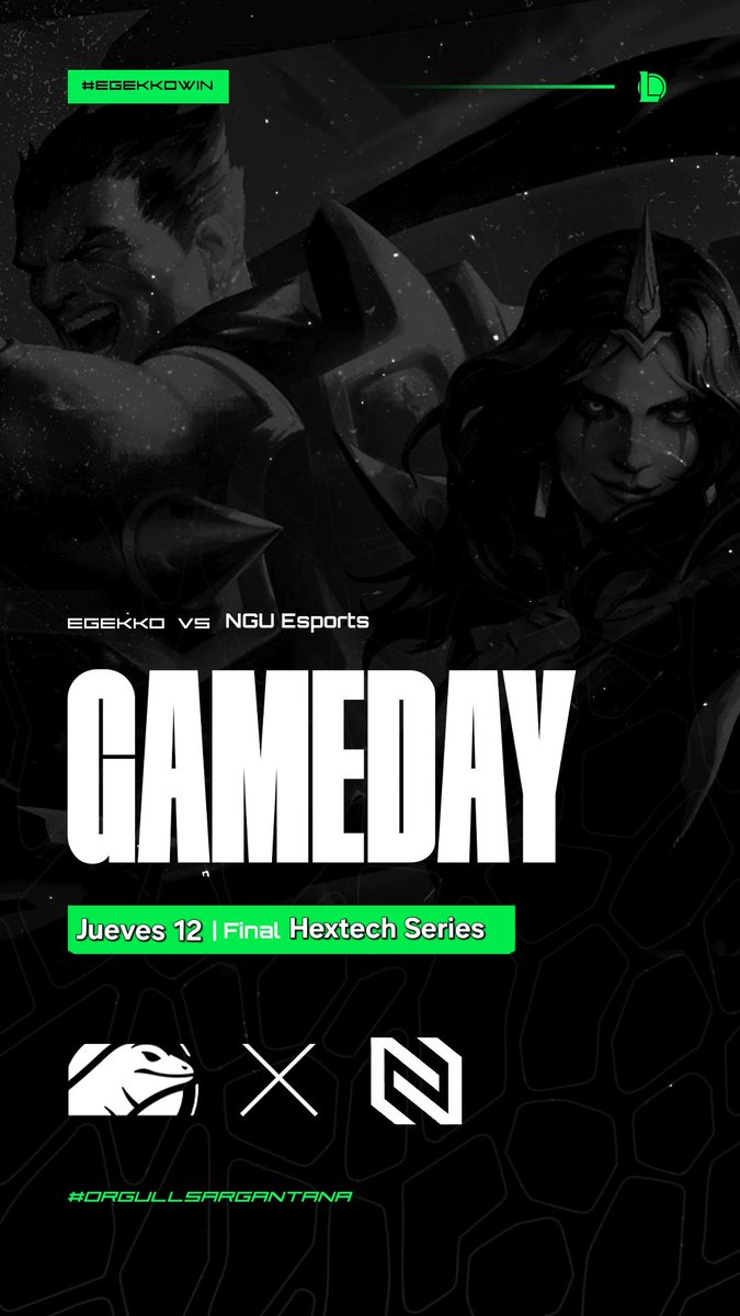 eGekko (@egekko_) on Twitter photo 🟢#GAMEDAY
¡FINAL DE LA HEXTECH!
Si ganamos aseguramos ser seed 3 para relegation
🏆 #HextechSeries
⏰19:00
🆚 <a href="/NGU_eSports_/">NGU eSports</a>
🦎 <a href="/AkrantorTop/">Akrantor</a>
🦎 <a href="/ZPegasoLoL/">Pegaso</a>
🦎 <a href="/Toumes_lol/">Tomáš Svoboda</a>
🦎 <a href="/CaptainSexylol/">CexySaptain</a>
🦎 <a href="/Eskiper13/">Eskiper</a>
🦎 <a href="/Vareitor/">Vareitor</a>
#SempreSargantana🦎 🟢#GAMEDAY
¡FINAL DE LA HEXTECH!
Si ganamos aseguramos ser seed 3 para relegation
🏆 #HextechSeries
⏰19:00
🆚 <a href="/NGU_eSports_/">NGU eSports</a>
🦎 <a href="/AkrantorTop/">Akrantor</a>
🦎 <a href="/ZPegasoLoL/">Pegaso</a>
🦎 <a href="/Toumes_lol/">Tomáš Svoboda</a>
🦎 <a href="/CaptainSexylol/">CexySaptain</a>
🦎 <a href="/Eskiper13/">Eskiper</a>
🦎 <a href="/Vareitor/">Vareitor</a>
#SempreSargantana🦎