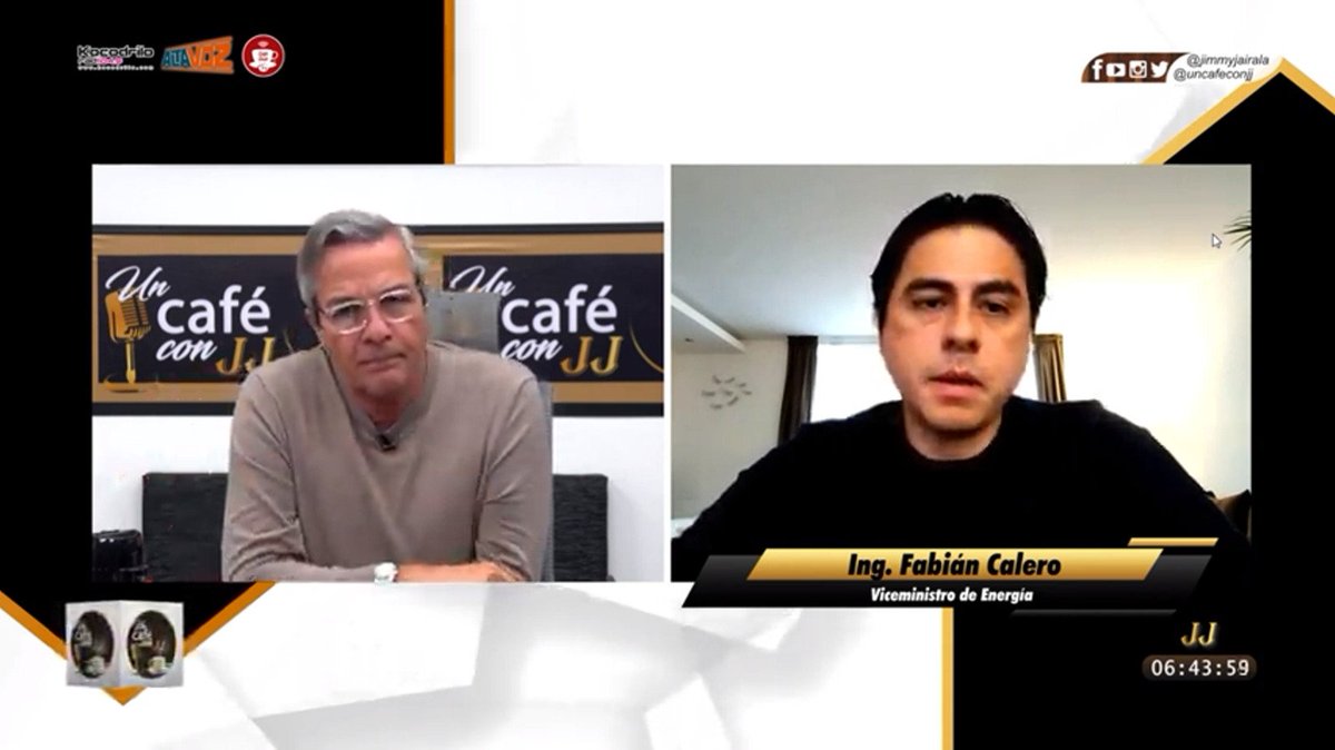 📻 [AGENDA DE MEDIOS]

En el espacio de entrevistas <a href="/UnCafeConJJ/">Un Café con JJ</a>, el viceministro de Electricidad, Fabián Calero, informó sobre las acciones a ejecutar por parte del Gobierno Nacional en el sector eléctrico.

#ElNuevoEcuador