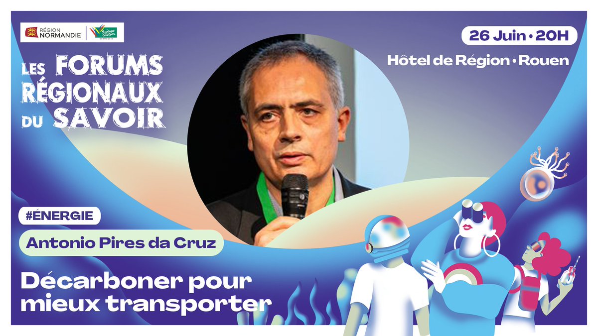 🌱 Antonio Pires da Cruz vous donne l’occasion de découvrir les solutions d’avenir pour la décarbonation des transports ! Il vous dira tout Jeudi 26 juin à 20h à l’Hôtel de Région de Rouen pour les Forums Régionaux du Savoir. Inscription gratuite ici 👉 bit.ly/4bv64tI
