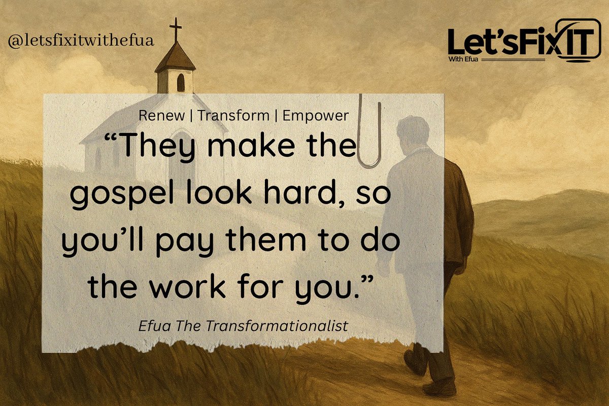 letsfixwithefua's tweet image. The gospel was never meant to be complicated. But sadly, they add layers of fear, rituals, and spiritual gymnastics, just to keep you dependent on them.

#EfuaTheTransformationalist #TheGospelIsSimple #GraceNotReligion #TruthSetsYouFree #FaithWithoutFear #BreakTheSystem
