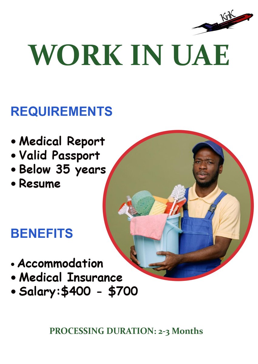 knkeduconsult's tweet photo. 🚀 Dreaming of a fresh start?

Work in 🇦🇪 UAE — your golden ticket! ✈️
No degree? No problem! 🙌

🔥 New life. New opportunities.
Limited slots — don’t wait!

📩 DM now to book your consultation!

#WorkAbroad https://t.co/ThC4ObULSp