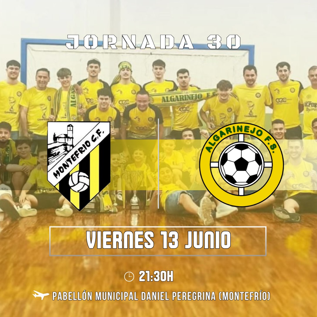 Algarinejo FS (@algarinejofs) on Twitter photo ✅⏰ 𝗛𝗢𝗥𝗔𝗥𝗜𝗢 𝗖𝗢𝗡𝗙𝗜𝗥𝗠𝗔𝗗𝗢
🔜 Este viernes... ¡HAY DERBI!
⚔️ El derbi pondrá fin a la temporada... ¡30 JORNADAS DESPUÉS!
🏆 Jornada 30
🆚 <a href="/montefrio_cf/">Montefrío CF</a>
📅 VIERNES, 13 DE JUNIO
⌚ 21:30h
🏟️ Pabellón Municipal Daniel Peregrina (Montefrío) ✅⏰ 𝗛𝗢𝗥𝗔𝗥𝗜𝗢 𝗖𝗢𝗡𝗙𝗜𝗥𝗠𝗔𝗗𝗢
🔜 Este viernes... ¡HAY DERBI!
⚔️ El derbi pondrá fin a la temporada... ¡30 JORNADAS DESPUÉS!
🏆 Jornada 30
🆚 <a href="/montefrio_cf/">Montefrío CF</a>
📅 VIERNES, 13 DE JUNIO
⌚ 21:30h
🏟️ Pabellón Municipal Daniel Peregrina (Montefrío)
