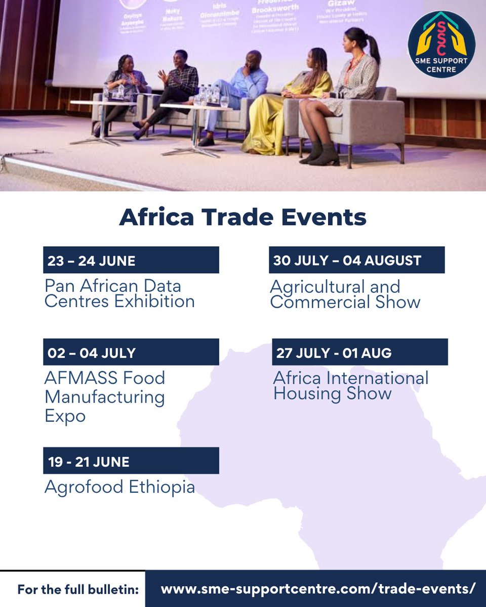 smesupport_ke's tweet photo. 🚨TRADE EVENTS IN AFRICA 🚨
Our latest Trade Events Bulletin for the week ending 12.06.2025 is LIVE! 
Access our FREE portal ⬇
https://t.co/aYCkx1cd5G Register  here ⬇ 
https://t.co/sXpGKLCPlZ 
@AFMASSFoodExpos @AfricaIHS 
#Africa #Tenders #TenderOpportunities https://t.co/7sHISm3g86