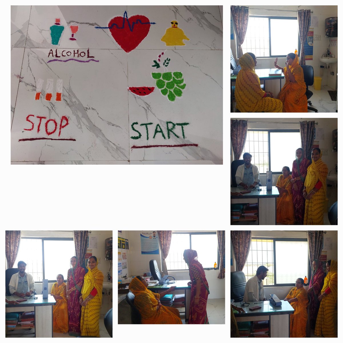 A.A.M BHARANA-2 

આજ રોજ આયુષ્માન આરોગ્ય મંદિર ભરાણા 2 દ્રારા હાયપરટેન્શન ઉપર રંગોળી અને રોલે પ્લે/નાટક કરવામાં આવેલ જેમાં બીપી જેવી બીમારી ક્યાં કારણો થી થાય એ ના થાય એના માટે શું સાવચેતી રાખવાની, પૌષ્ટિક આહાર ,કસરત , નિયમિત દવા અને ફોલો અપ વગેરે વિશે સમજાવવામાં આવ્યું.