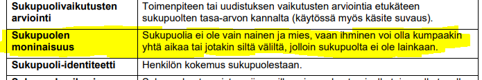 Uutena aluevaltuutettuna olen perehtynyt hv-alueen asiakirjoihin. Kaikenlaista sieltä löytyy. Kuva Pirkanmaan hv-alueen tasa-arvo- ja yhdenvertaisuussunnitelmasta. Suunnitelman sisältöä koulutetaan esimiehille.