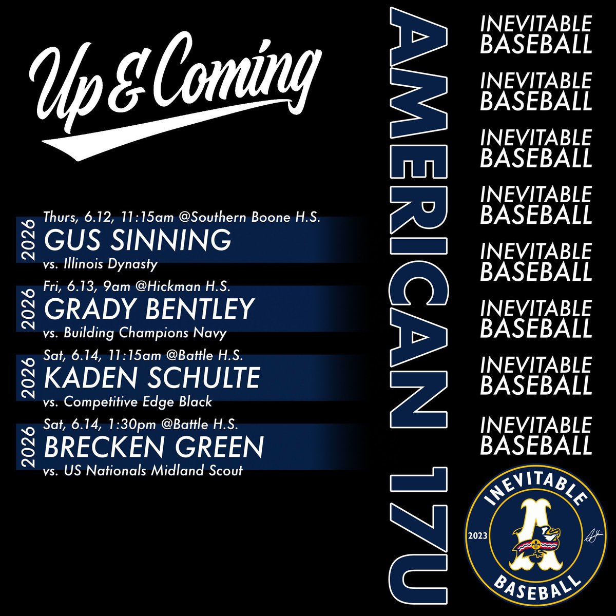Ready for a great weekend <a href="/UandCBaseball/">Up & Coming Baseball</a>