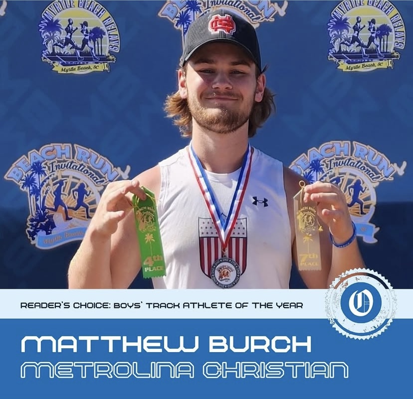 Congratulations to NCISAA state shot put champion Matthew Burch, who was chosen Charlotte Observer Reader’s Choice Track Athlete of the Year.