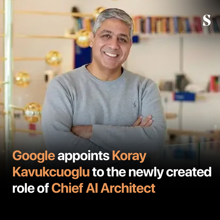 Google DeepMind CTO Koray Kavukcuoglu will lead Google's AI-powered product development efforts. In an internal email, Google CEO Sundar Pichai said Kavukcuoglu has been appointed to the newly created role of Chief AI Architect.