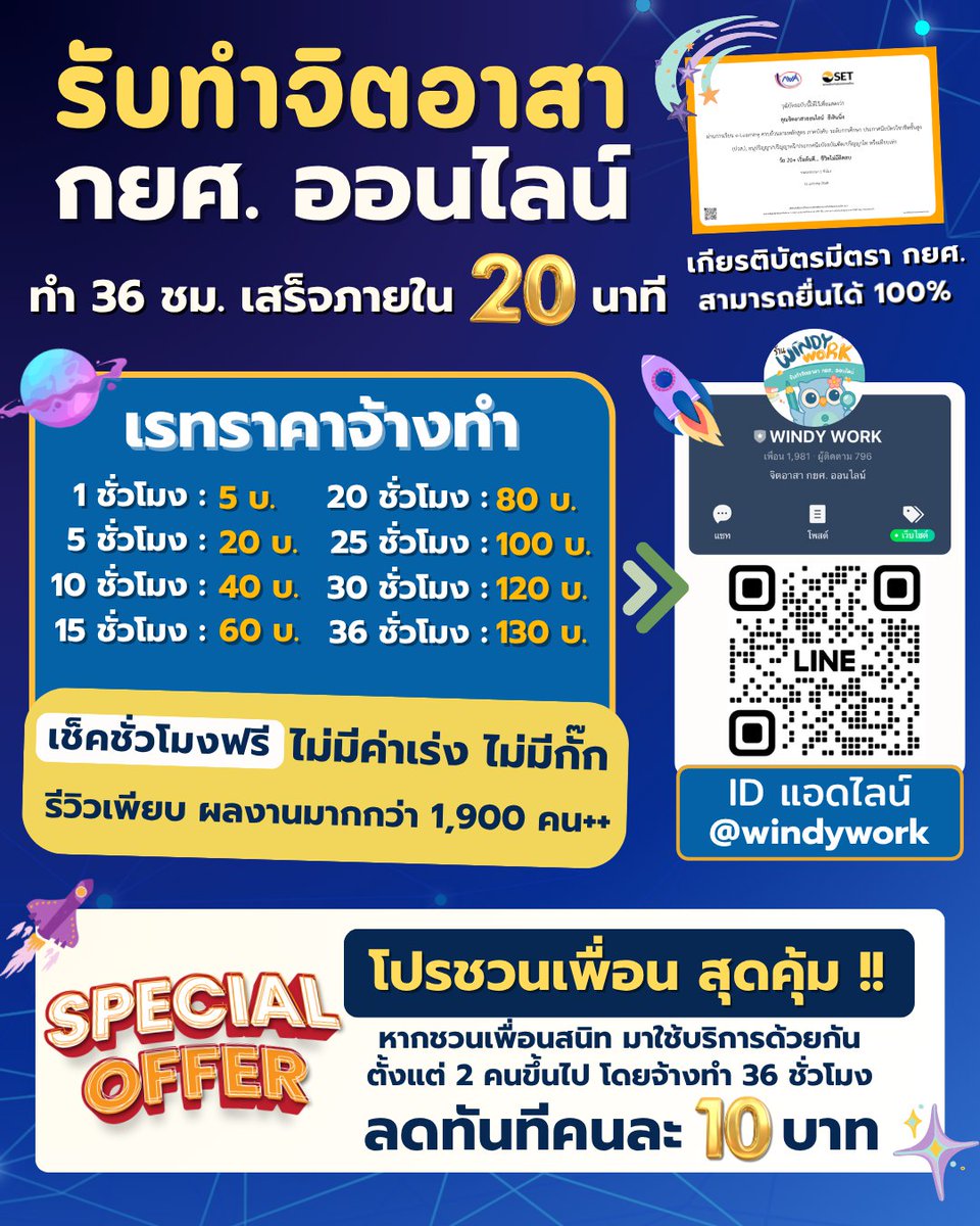 รับทำจิตอาสาออนไลน์ เสร็จใน 20 นาที | WINDY tweet media