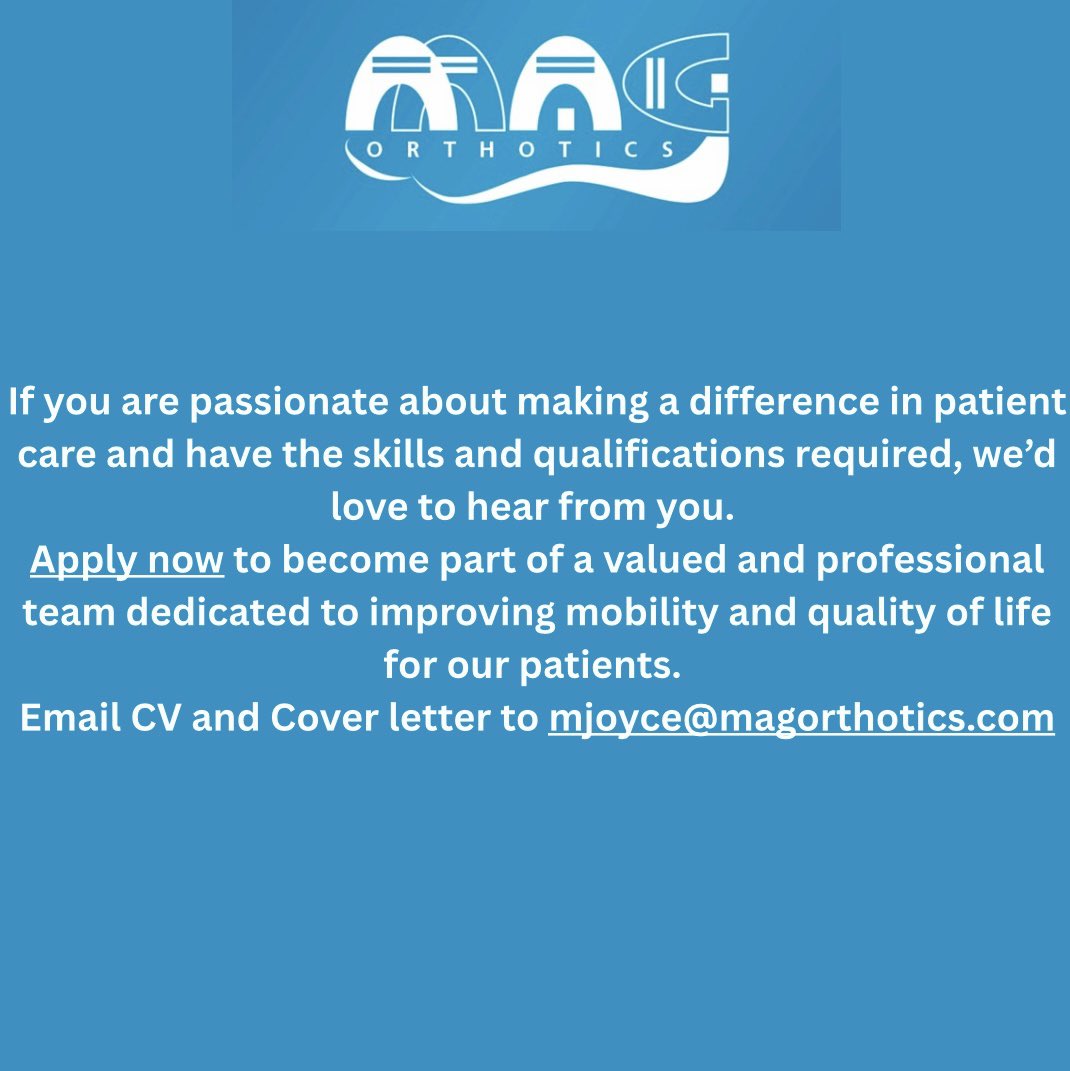 MAGOrthotics's tweet photo. WE ARE HIRING!

#Orthotics #Sheffield #SheffieldJobs https://t.co/fI6IlBQwWs