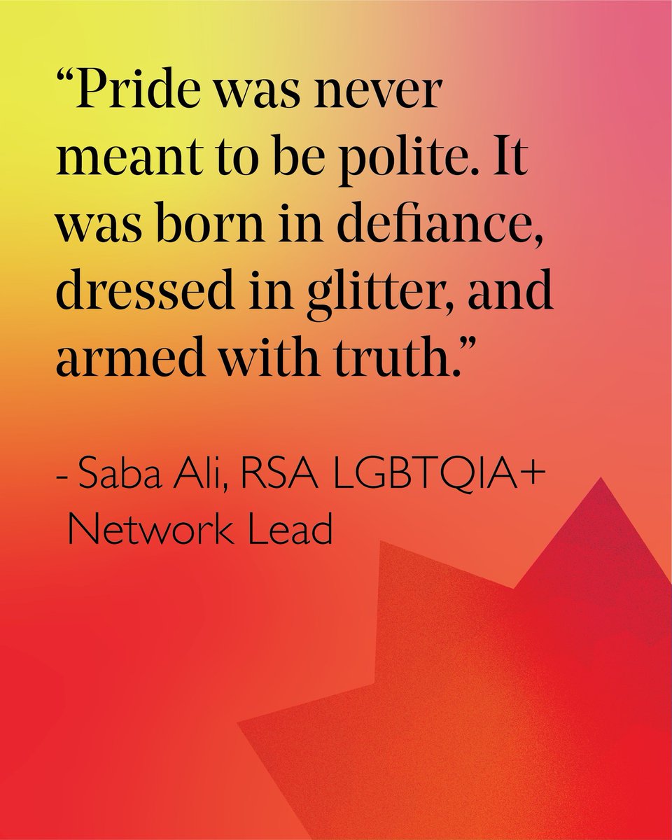 To celebrate #PrideMonth, activist and our LGBTQIA+ Network Lead Saba Ali reflects on the fight against conversion practices, the importance of UK Black Pride, and why true feminism must defend trans lives.

Read her full blog here: thersa.co/4mJT20I