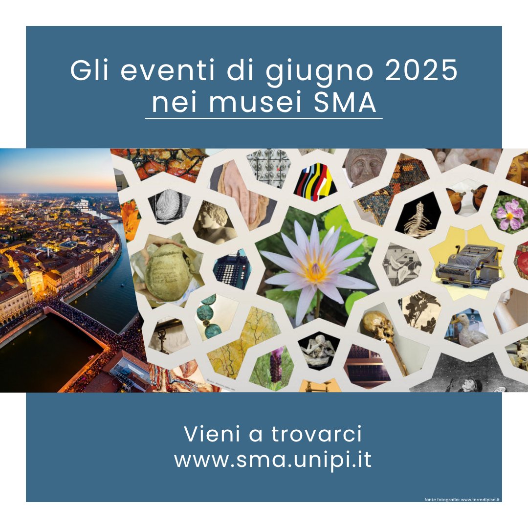Ecco gli eventi di giugno nei musei SMA
sma.unipi.it/2025/06/gli-ap…
<a href="/Unipisa/">Università di Pisa</a>
<a href="/ComunePisa/">Comune di Pisa</a>
<a href="/giornaledellArt/">Il Giornale dell'Arte</a>
<a href="/ArteMagazine/">ArteMagazine</a>
<a href="/IlTirrenoPisa/">IlTirrenoPisa</a>
<a href="/qn_lanazione/">La Nazione</a>
<a href="/TerrediPisa/">Terre di Pisa</a>
<a href="/PisaNews/">PisaNews</a>
<a href="/PisaToday/">PisaToday</a>