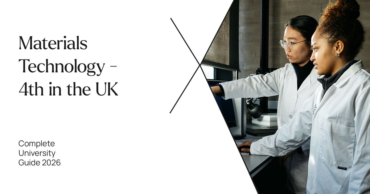 College of Engineering & Physical Sciences (@eps_unibham) on Twitter photo We are delighted to be ranked in the top 10 for Materials Technology in the UK in the Complete University Guide 2026! <a href="/unibirmingham/">Uni of Birmingham</a> <a href="/compuniguide/">Complete University Guide</a> We are delighted to be ranked in the top 10 for Materials Technology in the UK in the Complete University Guide 2026! <a href="/unibirmingham/">Uni of Birmingham</a> <a href="/compuniguide/">Complete University Guide</a>
