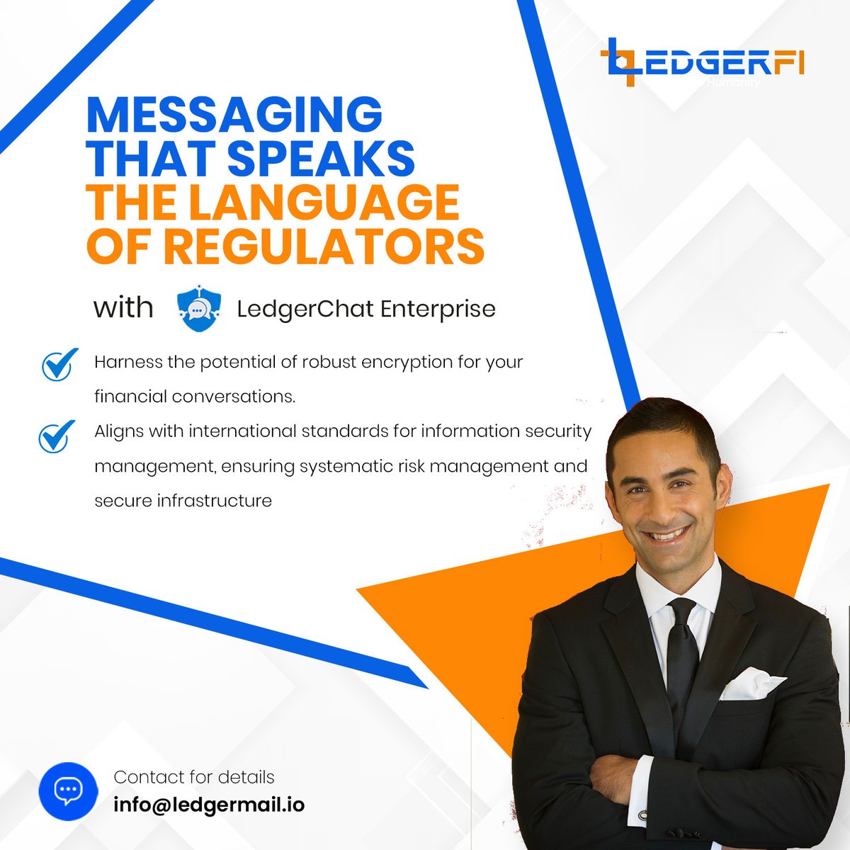 LedgerChat delivers secure, real-time messaging with audit trails, data controls &amp; end-to-end encryption—built for BFSI standards like SEBI, RBI, GDPR &amp; SOX.

Secure. Compliant. Ready.

#LedgerChat #SecureMessaging #Cybersecurity #DataPrivacy #BFSI