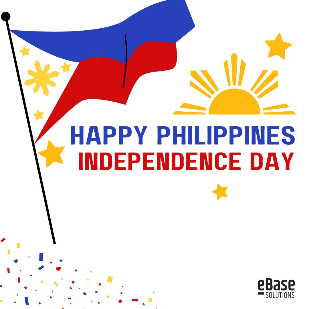 Maligayang Araw ng Kalayaan! 🇵🇭

Today, we celebrate the spirit of freedom and resilience on Philippine Independence Day.
To our colleagues, clients, and friends in the Philippines—may this day be filled with pride and celebration.

#PhilippineIndependenceDay  #eBaseSolutions