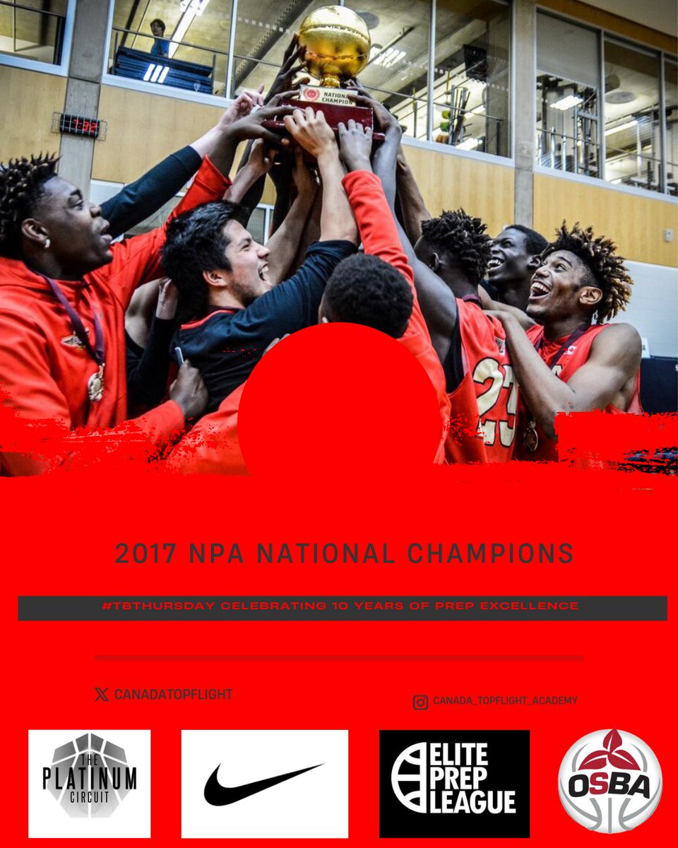 Canada Topflight Academy (@canadatopflight) on Twitter photo #TBTHURSDAY 2017 NPA National Champions <a href="/DrewEbanks/">OnPointBasketball</a> <a href="/wesblairbrown/">Wes Brown</a> <a href="/themapleminute/">Josh Millican</a> <a href="/CanBball/">Canada Basketball</a> <a href="/NorthPoleHoops/">NPH</a> <a href="/OntarioSBA/">OSBA</a> <a href="/ElitePrepLeague/">ElitePrepLeague</a> <a href="/PlatinumCircuit/">The Platinum Circuit</a> <a href="/bayner/">Mark Bayne</a> <a href="/nikebasketball/">Nike Basketball</a> <a href="/Tisinthehouse/">Tony House</a> <a href="/HeraMission/">Peggy Taillon</a> <a href="/LeoRautins/">Leo Rautins</a> <a href="/ViktaPaulo/">Vikta Paulo</a> #Celebrating10thSeason #OttawaProud #TBTHURSDAY 2017 NPA National Champions <a href="/DrewEbanks/">OnPointBasketball</a> <a href="/wesblairbrown/">Wes Brown</a> <a href="/themapleminute/">Josh Millican</a> <a href="/CanBball/">Canada Basketball</a> <a href="/NorthPoleHoops/">NPH</a> <a href="/OntarioSBA/">OSBA</a> <a href="/ElitePrepLeague/">ElitePrepLeague</a> <a href="/PlatinumCircuit/">The Platinum Circuit</a> <a href="/bayner/">Mark Bayne</a> <a href="/nikebasketball/">Nike Basketball</a> <a href="/Tisinthehouse/">Tony House</a> <a href="/HeraMission/">Peggy Taillon</a> <a href="/LeoRautins/">Leo Rautins</a> <a href="/ViktaPaulo/">Vikta Paulo</a> #Celebrating10thSeason #OttawaProud
