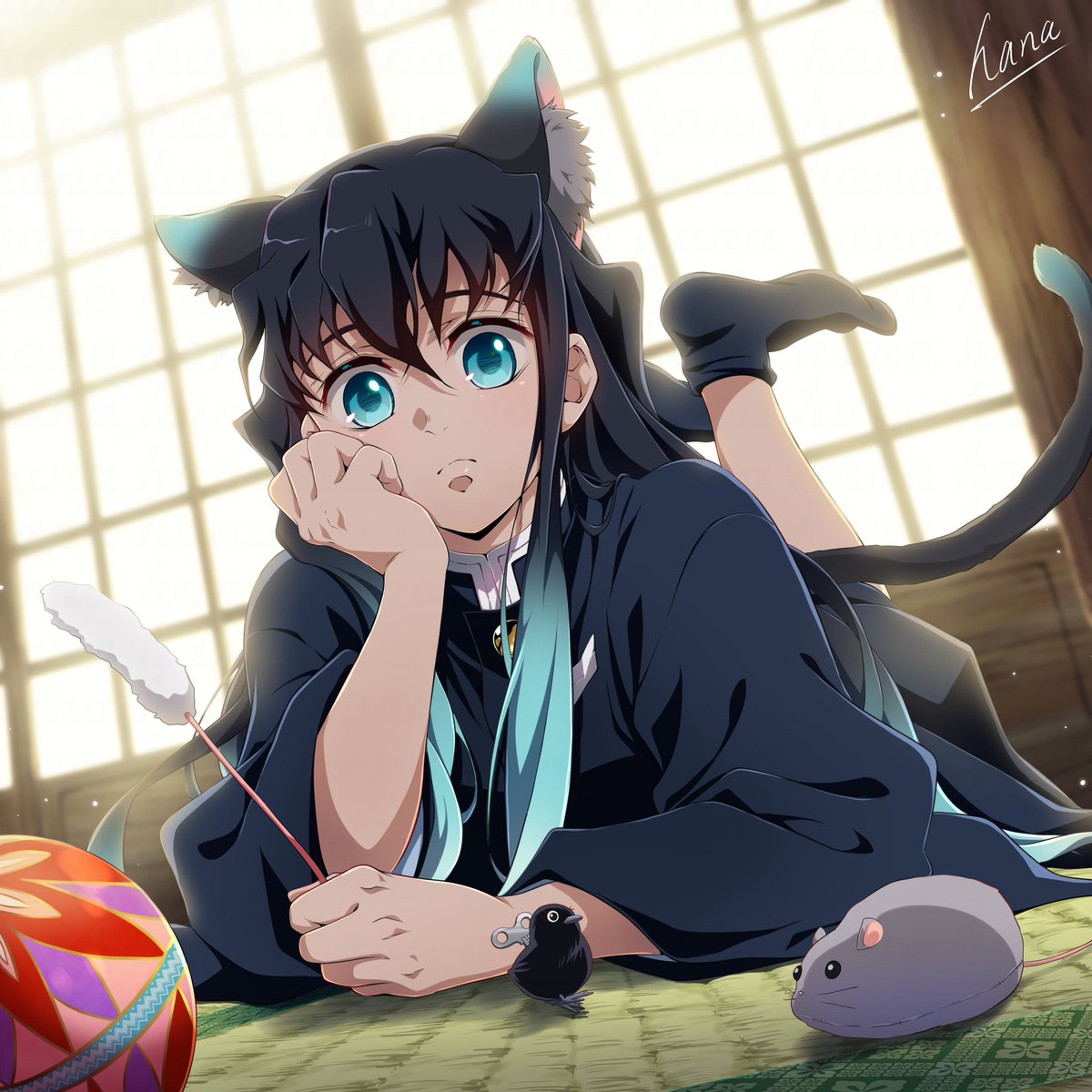 hana_ni_nare_'s tweet photo. 「ねぇ君…そんなに僕と遊びたいの？」

（ナンジャ'タウンコラボの猫コスより🐈）

 #無一郎の日は無限の日なんだ2025
まであと4日🐾🩵 https://t.co/thZwOuQ6d7