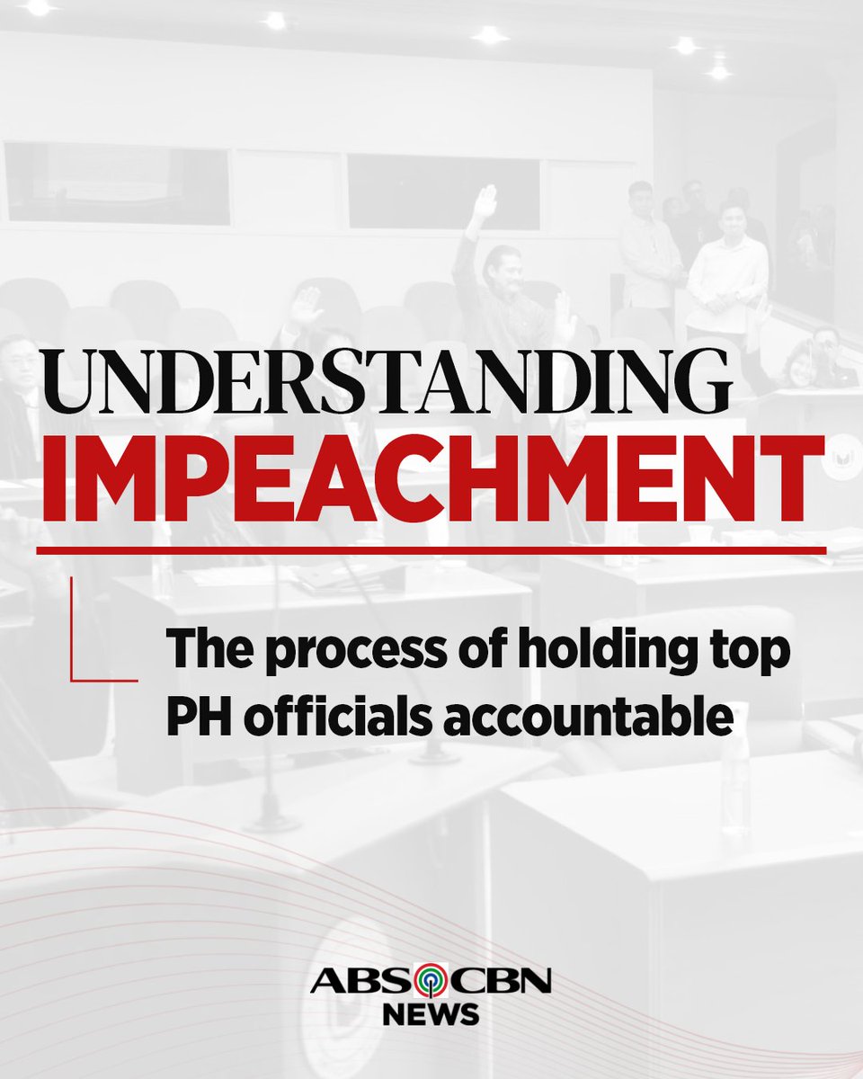 ABSCBNNews's tweet photo. Still confused about how impeachment works?

Here's a quick explainer of how top government officials are held accountable through this rigorous process. [1/3] https://t.co/fkr3SUFjNt
