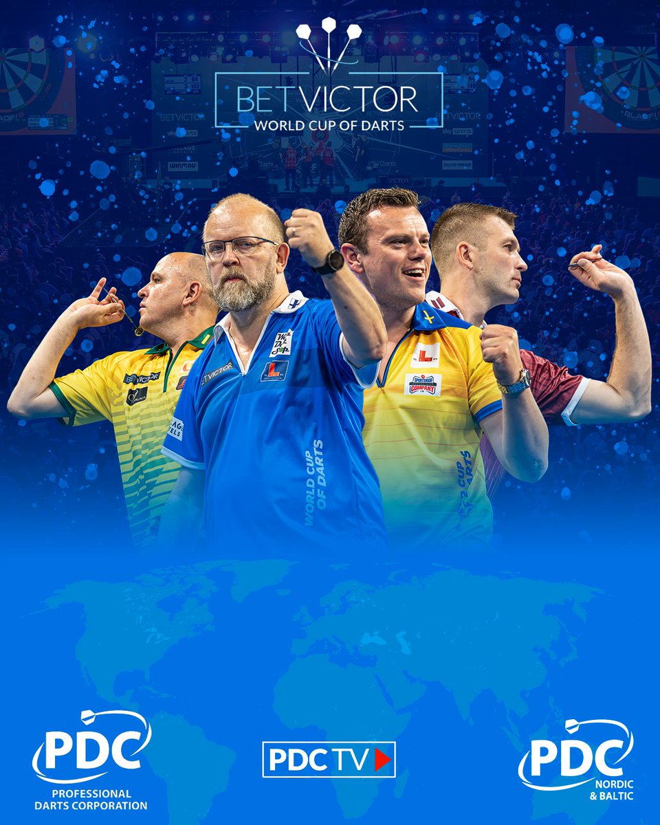 World Cup of Darts starts tonight with these four Nordic and Baltic nations on the stage in Frankfurt! 💪🎯

Sweden v Lithuania in the very first match 🫣😬