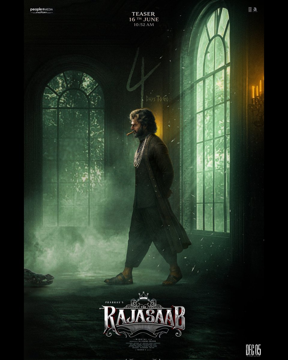 Arrival of #RajaSaab in 4 Days ⭐🔥

Design by <a href="/rakesh_Jalluri/">Rakesh Jalluri</a> 📌

<a href="/rajasaabmovie/">The RajaSaab</a> <a href="/MusicThaman/">thaman S</a> <a href="/DirectorMaruthi/">Director Maruthi</a> <a href="/SKNonline/">SKN (Sreenivasa Kumar)</a> #Prabhas𓃵