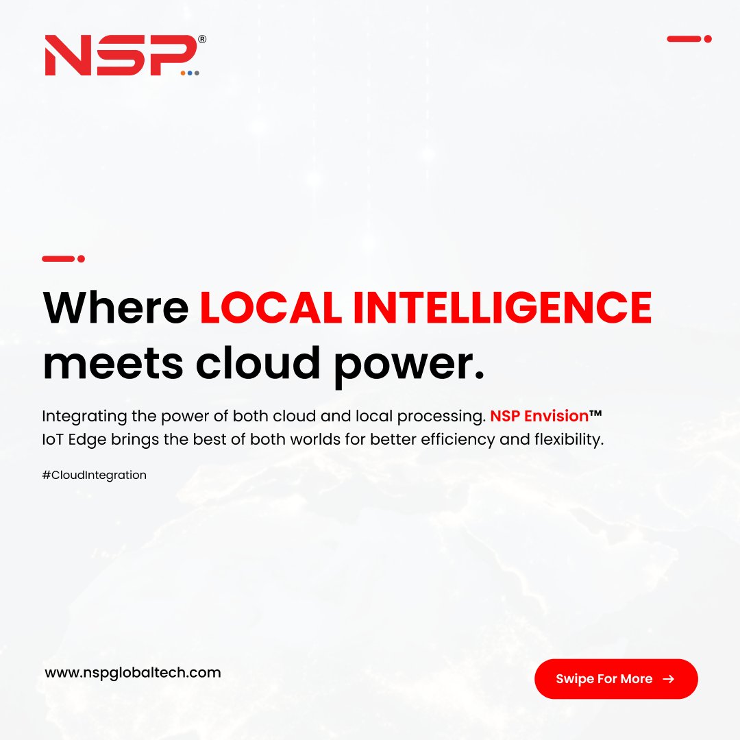 NSplusTech's tweet image. Integrating the power of both cloud and local processing. NSP Envision™ IoT Edge brings the best of both worlds for better efficiency and flexibility. ☁️💻

#CloudIntegration #LocalProcessing #IoT #EdgeComputing #NSPEnvision #CloudTech #EdgeComputing #DataProcessing #Efficiency
