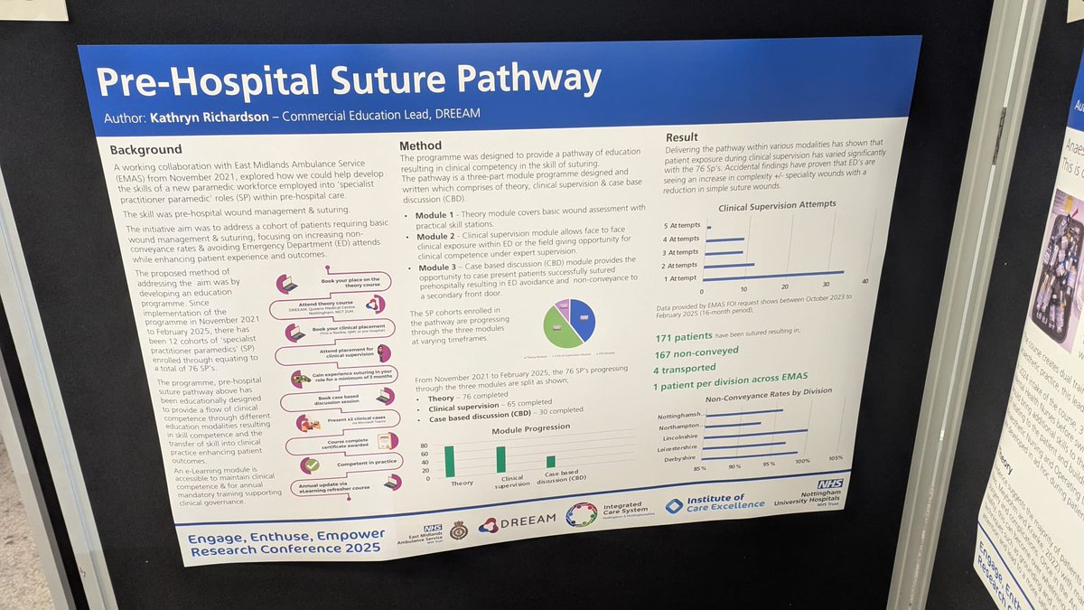 DREEAM (@nuhdreeam) on Twitter photo Our Portfolio Lead, Kathryn Richardson, is at the EEE Conference today following the success of her Pre-Hospital Suture Pathway poster that shows the improvements she’s made to the non-conveyance rates across the East Midlands in collaboration with <a href="/EMASNHSTrust/">East Midlands Ambulance Service NHS Trust</a> #nuhicseee2025 Our Portfolio Lead, Kathryn Richardson, is at the EEE Conference today following the success of her Pre-Hospital Suture Pathway poster that shows the improvements she’s made to the non-conveyance rates across the East Midlands in collaboration with <a href="/EMASNHSTrust/">East Midlands Ambulance Service NHS Trust</a> #nuhicseee2025