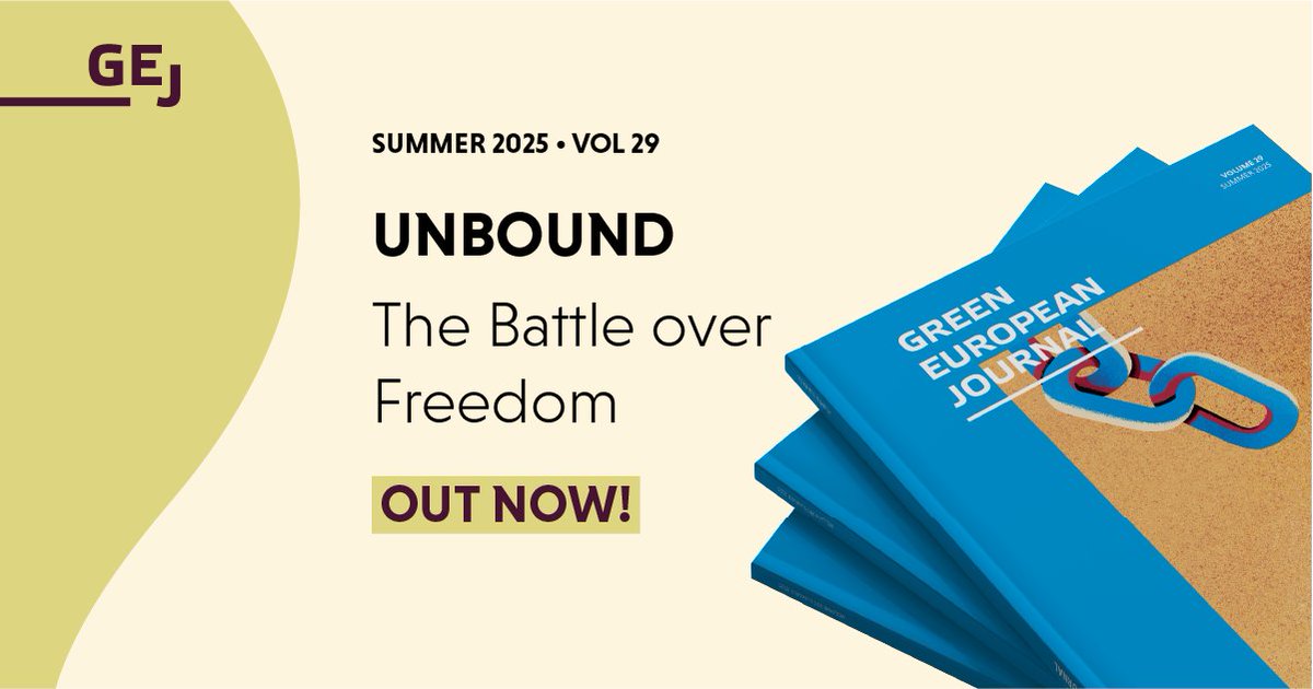 GreenEUJournal's tweet image. Unbound: The Battle over Freedom, is here!
Our summer edition will guide you through the noise to examine #freedom, its conflicting meanings and visions, and why the Green movement can offer a sustainable alternative.
Available now in print and online: greeneuropeanjournal.eu/edition/unboun…