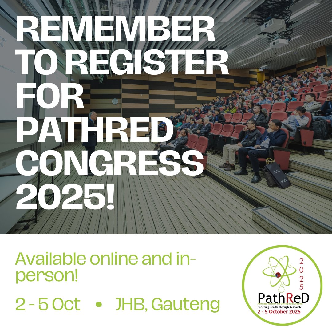 The deadline is approaching for standard registration! #PathReDCongress2025

Register by 30th June: pathred.nhls.ac.za