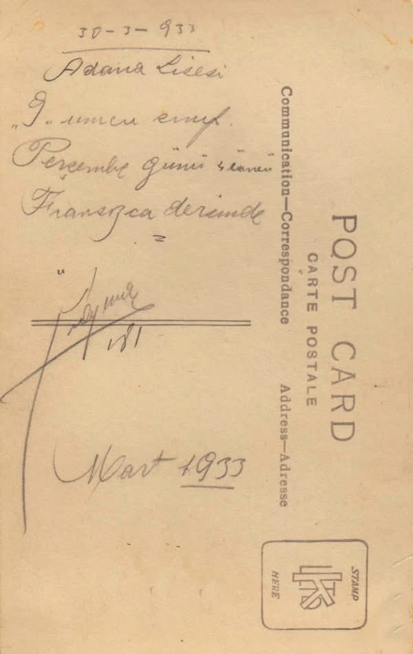 30.3.1933 PERŞEMBE ADANA LİSESİ 9.SINIF FRANSIZCA DERSİNDE 

#adana