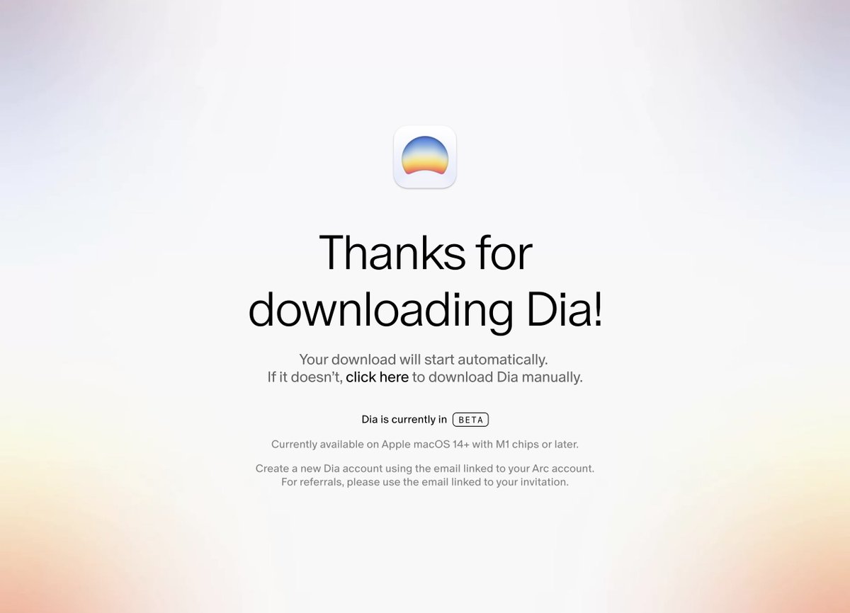 Just installed <a href="/diabrowser/">Dia</a> and im going straight back to Arc. 

<a href="/browsercompany/">The Browser Company</a> we had such a good thing! 🥲