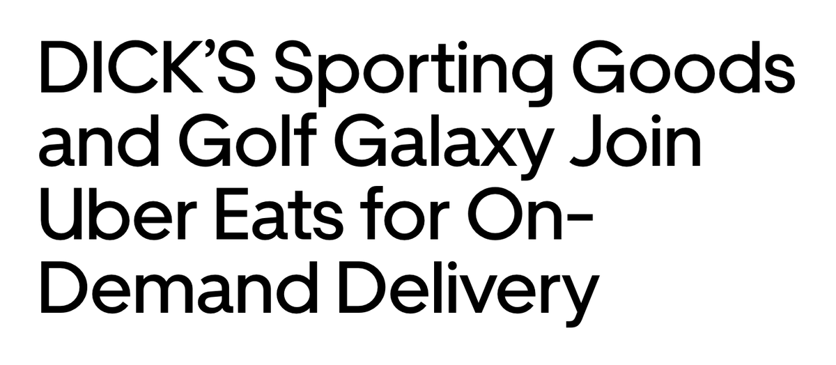 Five Below deal last week, Dick's + Golf Galaxy today (and they just bought FootLocker, so that's coming too). Uber Eats looks on the path to a rebrand to just "Uber"