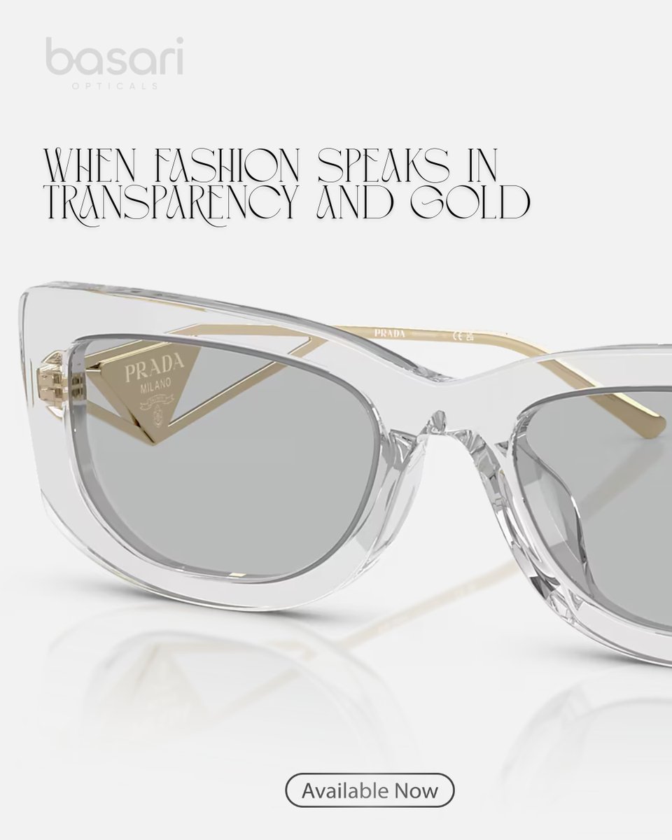 basariopticals's tweet photo. When fashion speaks in transparency and gold 📷
Elevate your look with luxury from Prada.
📷 Available now at Basari Opticals.
عندما تتحدث الموضة بلغة الشفافية والذهب 📷
ارتقِ بإطلالتك مع لمسة من الفخامة من برادا.
📷 متوفرة الآن في بصري للنظارات.
#PradaGold #TransparentFrames https://t.co/beBJr62Djy