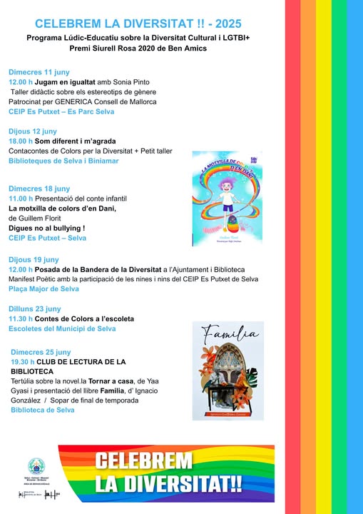 Celebra la Diversitat amb la Xarxa de biblioteques de l'Ajuntament de Selva.
La Xarxa de Biblioteques de Mallorca sempre amb tu!