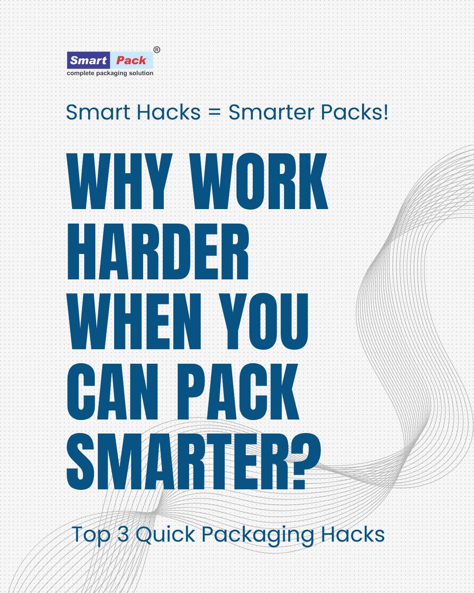 SmartPackIndia's tweet image. Packaging slowing you down? ⏳
Upgrade your process with these smart hacks:
✔️ QR codes = more info, less space
✔️ Double seal = no leaks
✔️ Label first = clean finish
Work smart. Pack smarter. 💼
#SmartPackaging #SmartPackIndia #PackagingTips #HustleSmart