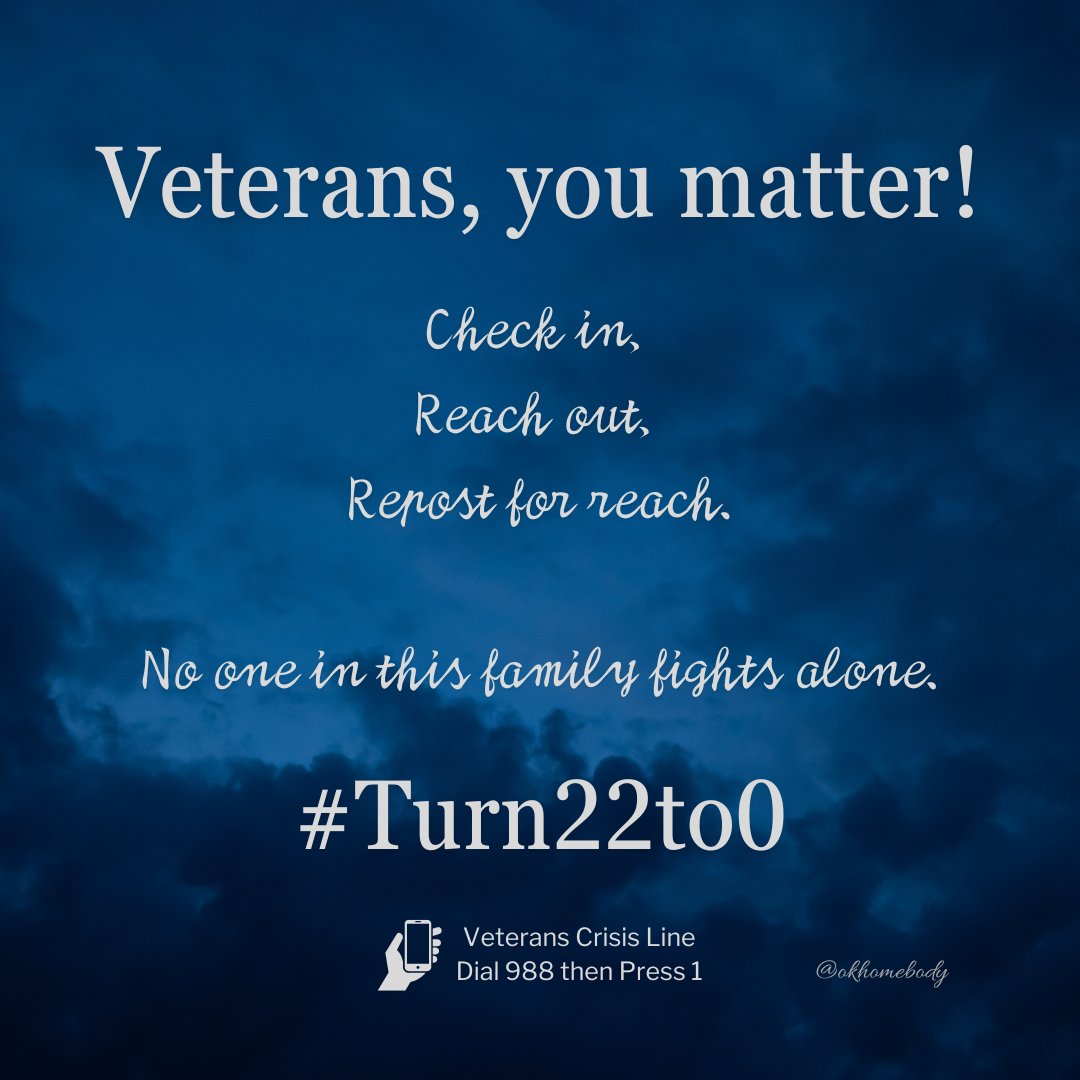 🇺🇸 Thursday ✅VETERAN BUDDY-CHECKS✅RH 🇺🇸 Good morning, family. I am thankful every day to see you checking in. You are each so special. You are needed, loved, and respected. Most importantly, you are not alone. I love all y’all! ❤️🤍💙
⭐️Veterans Lives Matter ⭐️ #PTSDAwareness⭐️
