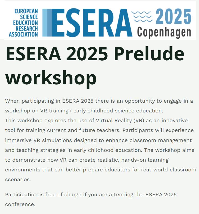 AlbaCortesM's tweet photo. If you're attending ESERA this year or know someone who is, you might be interested in this joint workshop between SIG 1 and 2. It's a prelude to the event, which will take place on Sunday, August 24th. You can register at the following link:
https://t.co/ZOJCALWvp4
#ESERA2025 https://t.co/7ORcRfhdqS