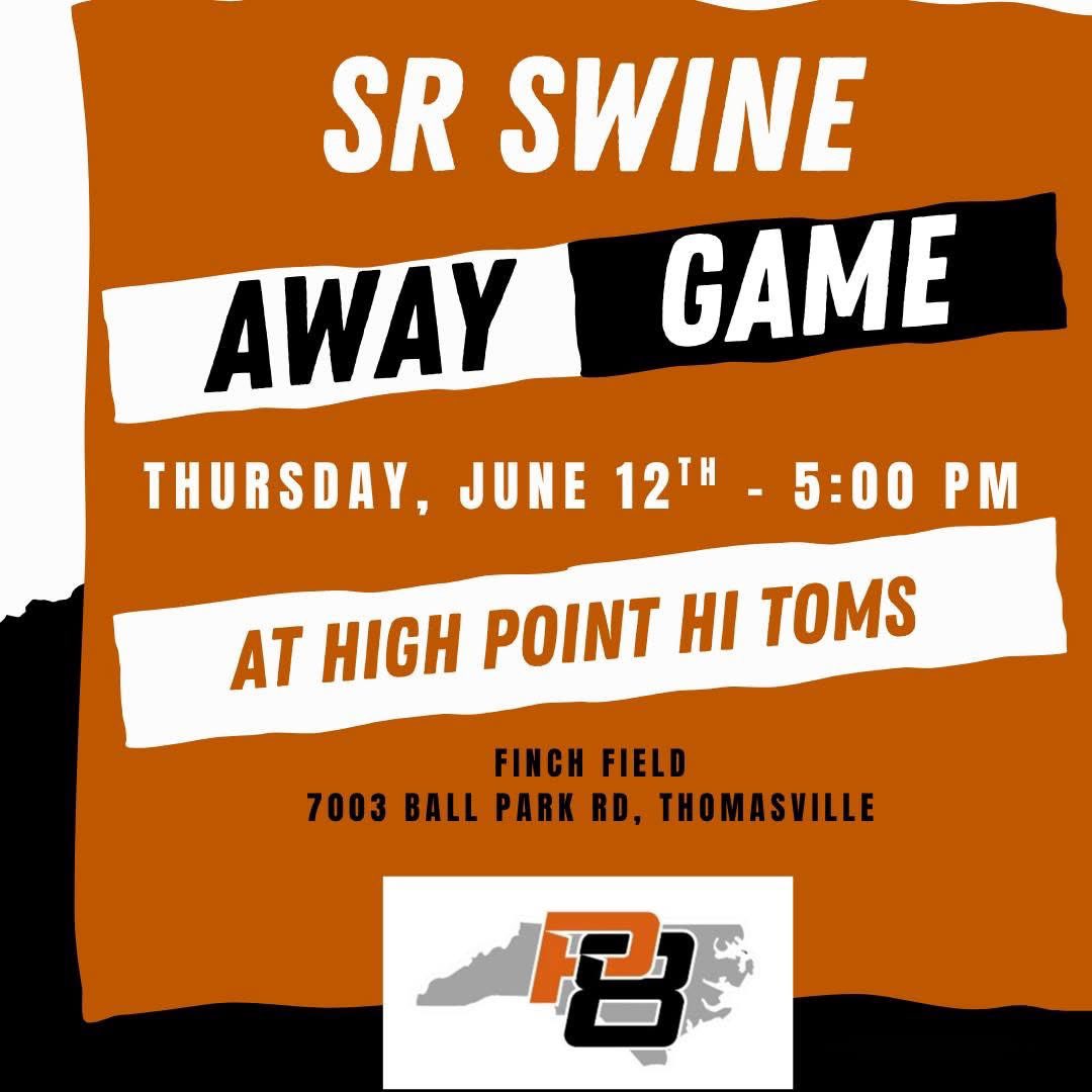 ⚾TRIPLE THREAT THURSDAY! ⚾

🏟️ HOME GAMES
🧡 5:00 PM – JR ORANGE vs High Point Hi Toms
🖤 7:00 PM – JR BLACK vs Mocksville Davie
📍 Holt Moffitt - 101 W 9th Ave, Lexington

🚐 AWAY GAME
🐗 5:00 PM – SR SWINE @ High Point Hi Toms
📍 Finch Field – 7003 Ball Park Rd, Thomasville