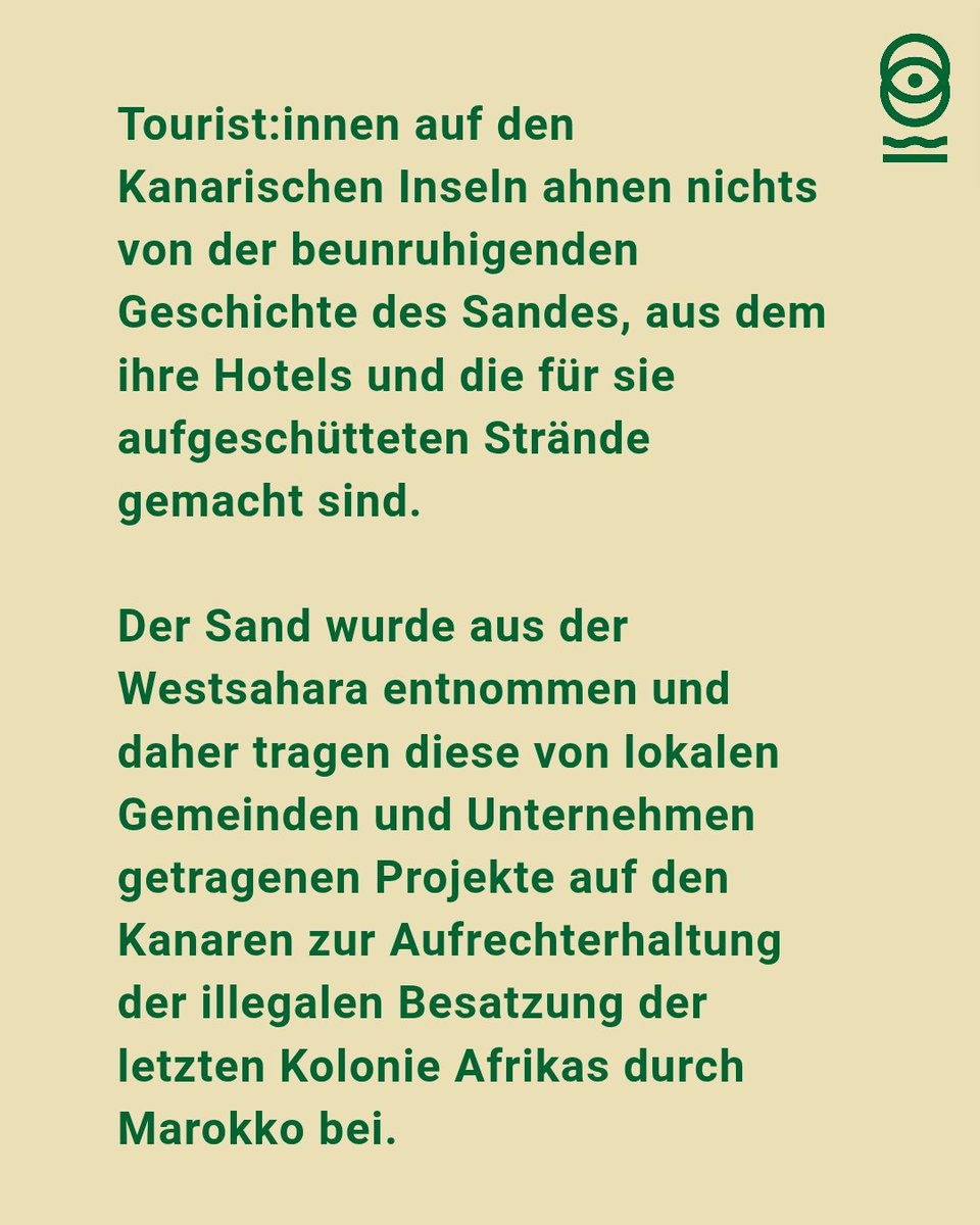 wsrwDE's tweet image. WSRW hat dokumentiert, wie fast eine Million Tonnen Sand in den letzten fünf Jahren aus der besetzten #Westsahara auf die Kanaren exportiert wurde, um dort Strände aufzuschütten und Hotels zu bauen. Mehr dazu in unserem neuen Bericht Stolen Beaches 👇🏼
wsrw.org/de/nachrichten…