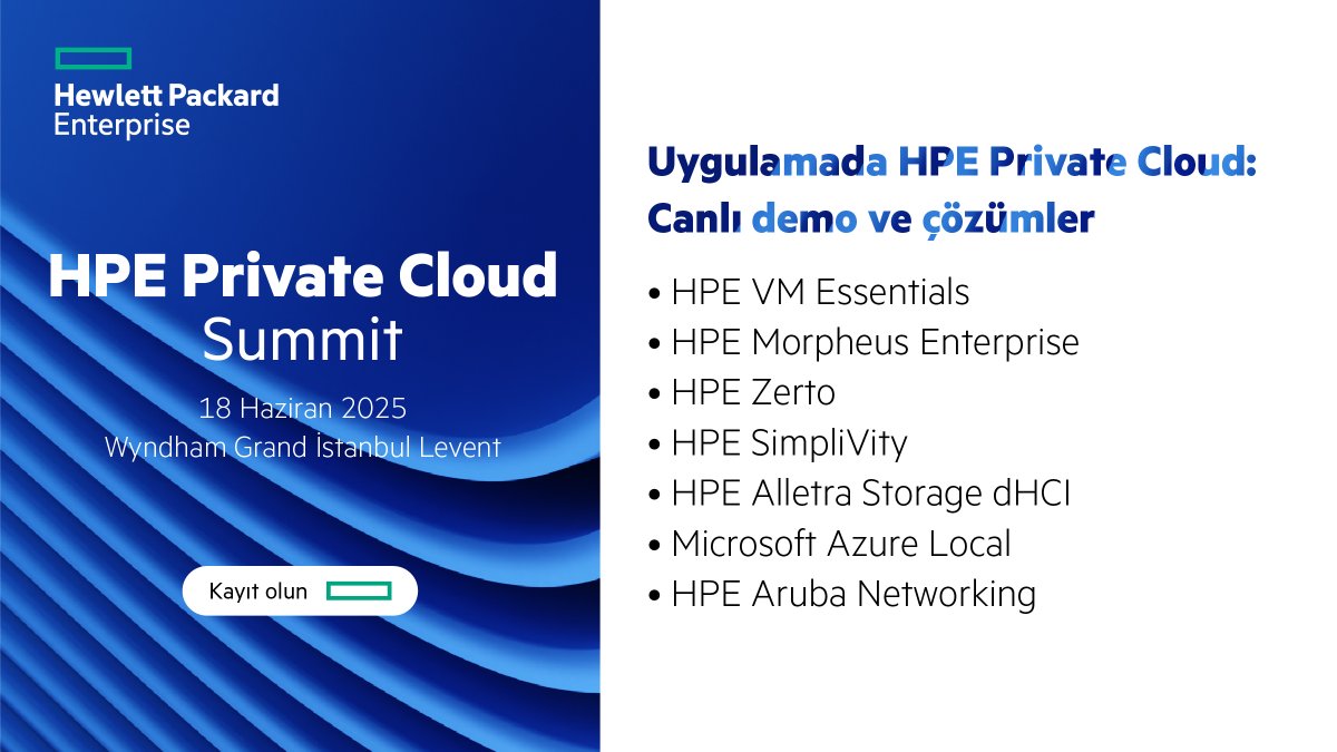 🚀HPE Private Cloud ile tanışmaya hazır mısınız?

🔍Her çözümün detaylarını yakından inceleyebileceğiniz interaktif demo oturumları sizi bekliyor.

💡Özel bulutun yapıtaşlarını oluşturan teknolojileri canlı olarak deneyimleyin.

Tüm sorularınıza yanıt bulmak için 18 Haziran’da