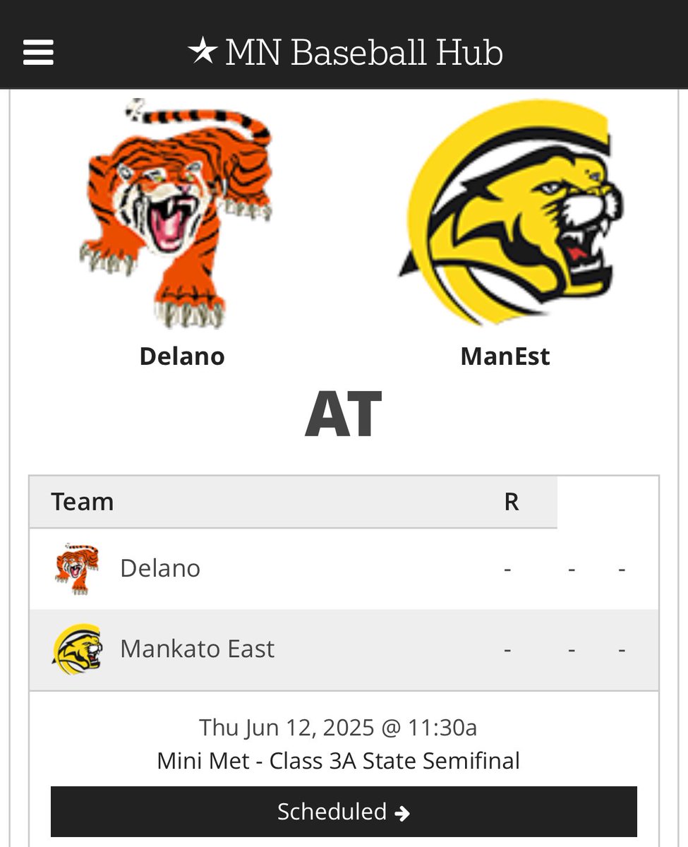 Josh Brooks - Big 9 (@joshbrooksbig9) on Twitter photo Class 3A State Semifinals Tournament
βΎοΈDelano πβ¦<a href="/MankatoEastBase/">Mankato East Baseball</a>β©
πJordan, MN
ποΈMini Met
π11:30 A.M. Varsity
π»β¦<a href="/TheFANMankato/">The Fan Mankato</a>β©
π₯β¦<a href="/NSPNminnesota/">NSPN - Minnesota</a>β© Class 3A State Semifinals Tournament
βΎοΈDelano πβ¦<a href="/MankatoEastBase/">Mankato East Baseball</a>β©
πJordan, MN
ποΈMini Met
π11:30 A.M. Varsity
π»β¦<a href="/TheFANMankato/">The Fan Mankato</a>β©
π₯β¦<a href="/NSPNminnesota/">NSPN - Minnesota</a>β©