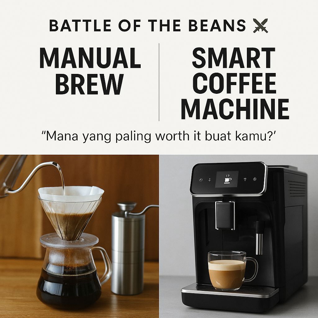 BreviaCoffee's tweet image. Kalau kamu dikasih budget Rp5 juta, pilih yang mana?
#ManualBrewVsMachine #SmartCoffeeMachine #CoffeeBattle #NgopiModern #AlatKopiRumahan #SeduhKopiSendiri #CoffeeTech #CoffeeTools #NgopiSantai #TechReviewID #KopiIndonesia #CoffeeGadget #CoffeeTalk #BrewingComparison #Kopi