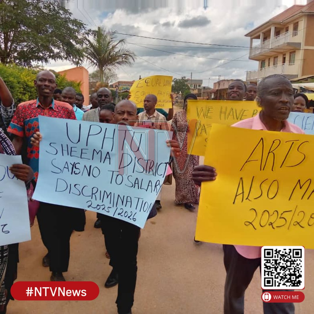 UPDATE: Humanities teachers in Sheema District, under their association UPHTU Sheema Chapter, have joined the nationwide strike by Arts teachers demanding a salary increment, citing heavy loan burdens. #NTVNews 

📸 Hillary Keingana