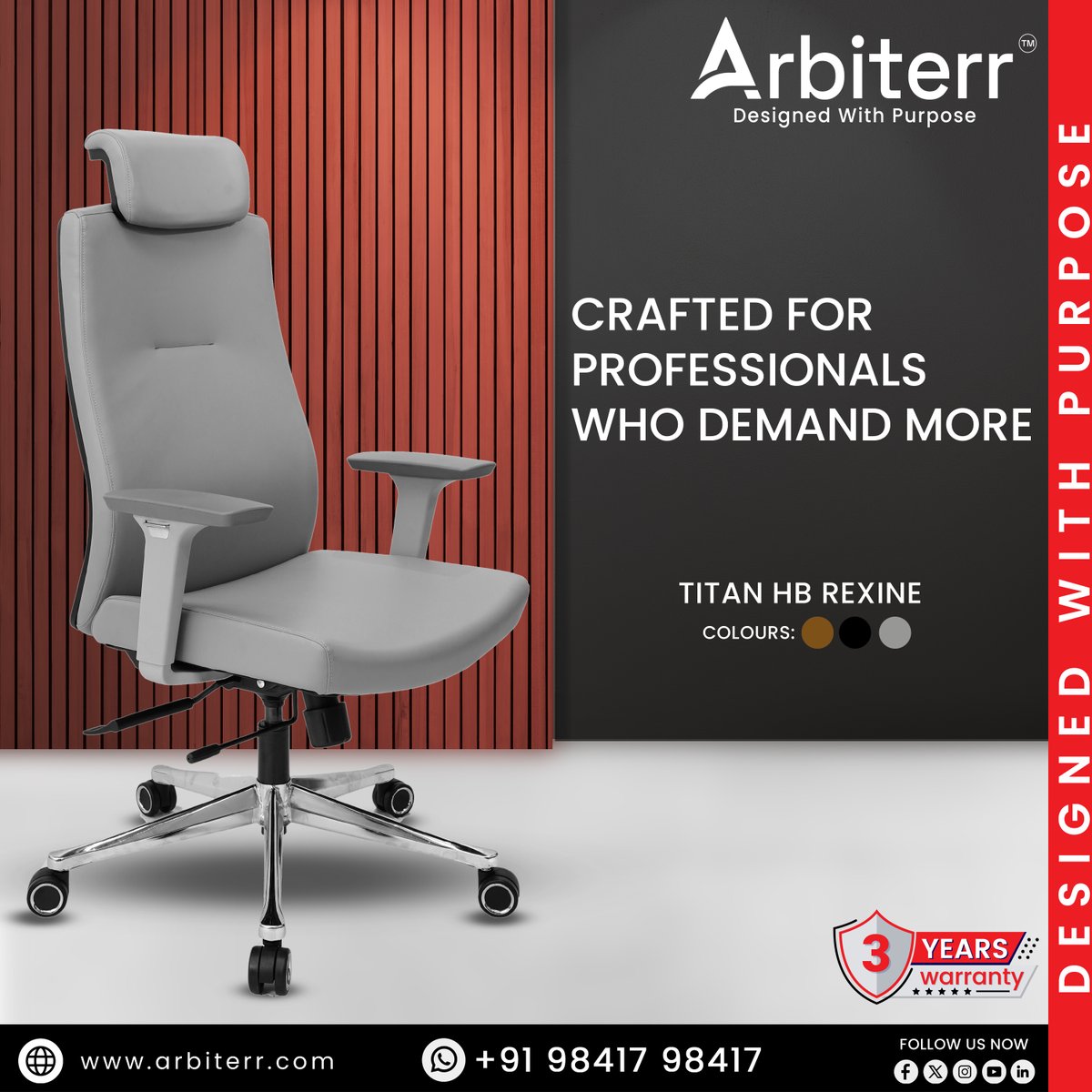 ChairsArbiterr's tweet photo. Designed to lead from the front.
The director’s choice—Titan Rexine.
📞 Call: 98417 98417 | 🌐 Visit: https://t.co/B1rG1m2F7f
#PoweringYourProductivity #WorkSmart #arbiterrchair #WorkSmart #SitSmart #OfficeChairsForDealers #B2BChairs #CorporateFurniture https://t.co/CjtLfWVQHN