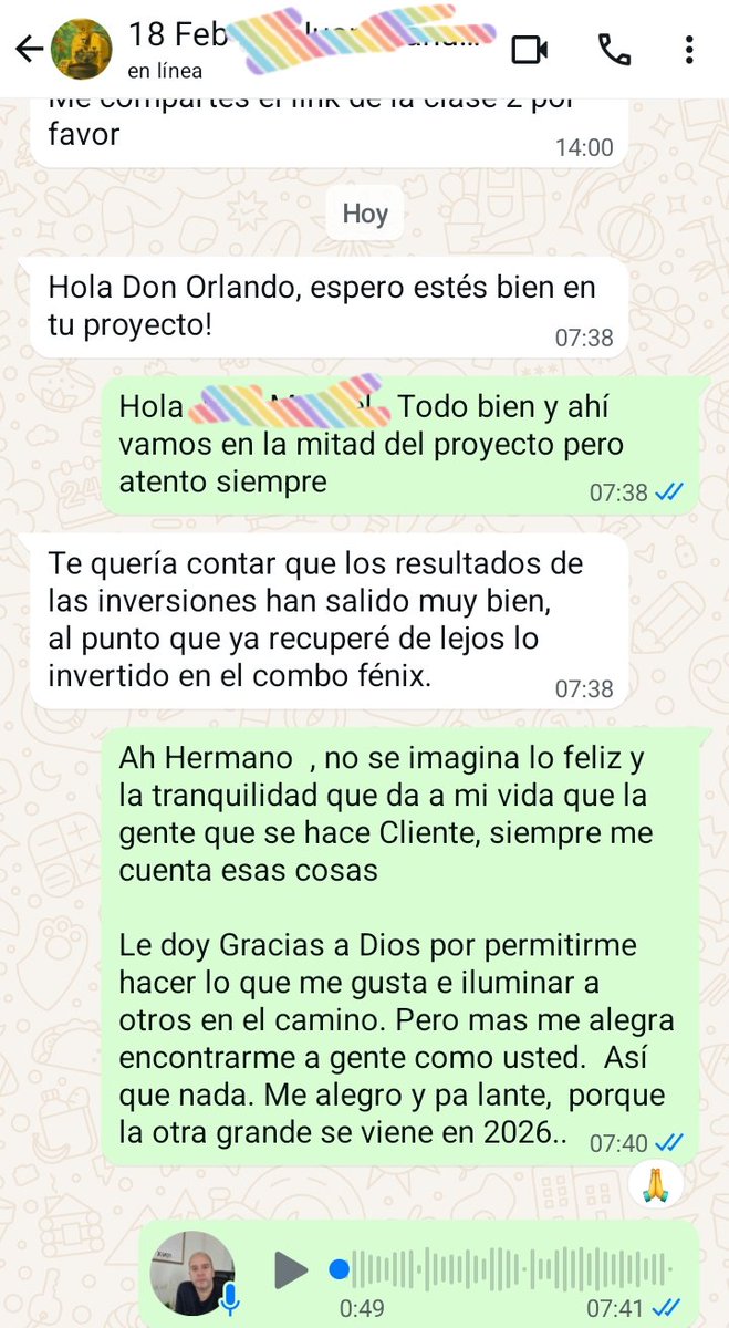 Cuando un cliente Asistente de Seminario te escribe así, sabes que: TU VIDA VALE LA PENA.

Vivir haciendo lo que a uno le gusta. No ser esclavo de una pantalla y poner el Conocimiento en Favor de los Demás...

Eso es lo que me permite acostarme todos los Días agradeciendo a DIOS.