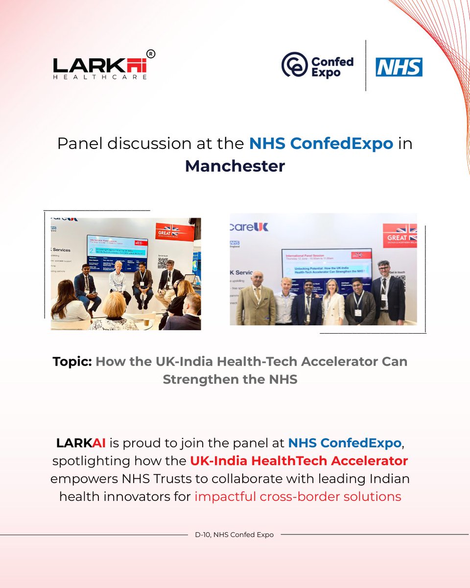 Honoured to represent Larkai at the NHS ConfedExpo in Manchester!  We joined the discussion on how the UK-India HealthTech Accelerator is building bridges between NHS Trusts and India’s most innovative healthcare minds to drive global impact. #UKinIndia #BritishHighCommission