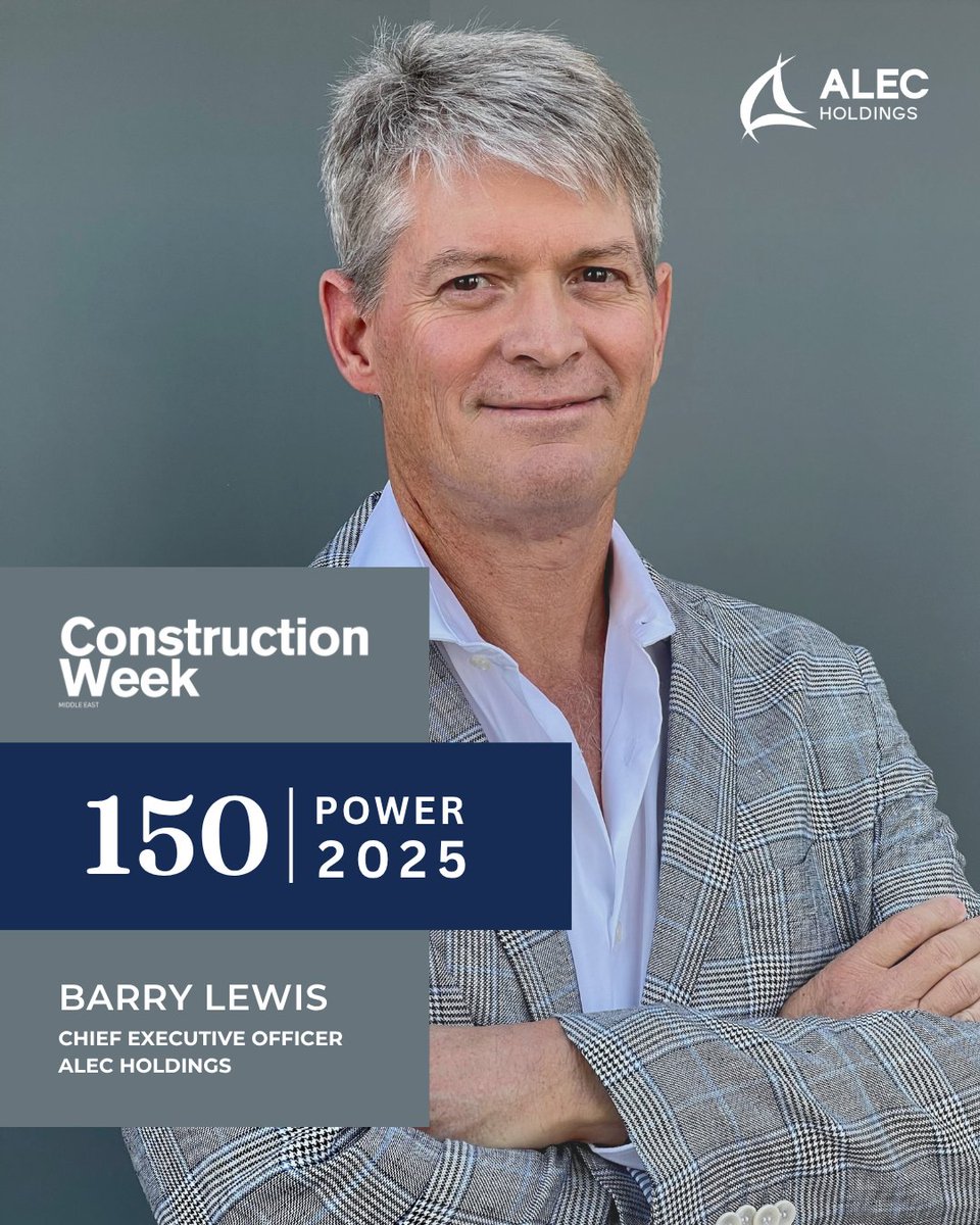 ALEC Building (@alecbuilding) on Twitter photo We’re proud to announce that Barry Lewis, CEO of ALEC Holdings, has been named among the region’s most influential leaders on <a href="/CWMiddleEast/">Construction Week Middle East</a>’s Power 150 List of 2025 in the Contractors category.
#ALEC #BuildingTogether #ConstructionWeek #Power150 We’re proud to announce that Barry Lewis, CEO of ALEC Holdings, has been named among the region’s most influential leaders on <a href="/CWMiddleEast/">Construction Week Middle East</a>’s Power 150 List of 2025 in the Contractors category.
#ALEC #BuildingTogether #ConstructionWeek #Power150